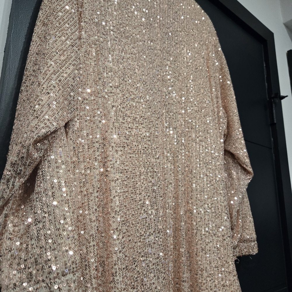 Sparkling Rose Gold Sequin Duster Cardigan Mare Mare Anthropologie 1xl - Picture 8 of 8
